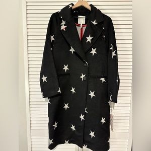 NWT Avec Les Filles Star-Print Double-Face Wool Coat SIZE M